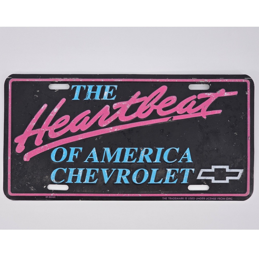 Vintage Chevrolet Heartbeat of America License Plate Metal Embossed Chevy 6x12
